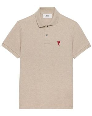 Ami Paris Ami De Coeur Logo Embroidered Short-Sleeved Polo Shirt - Green