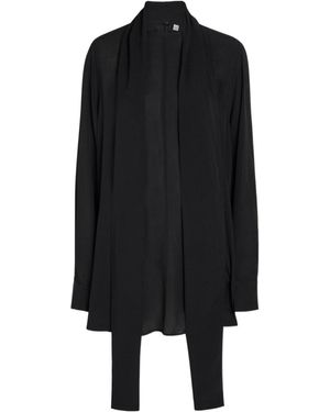 TOTEME Draped Scarf Woven Blouse - Black