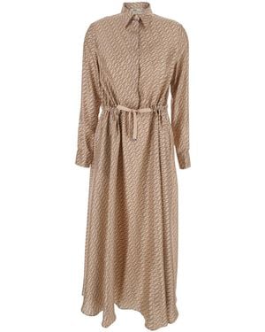 Herno Satin Printed Dress - Natural