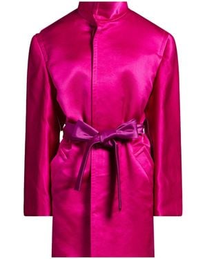 Saint Laurent Minimalist Solid Color Belted Coat - Pink