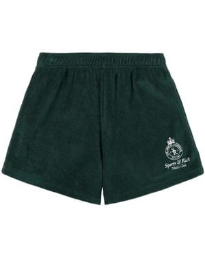 Sporty & Rich Logo-Embroidery Shorts - Green