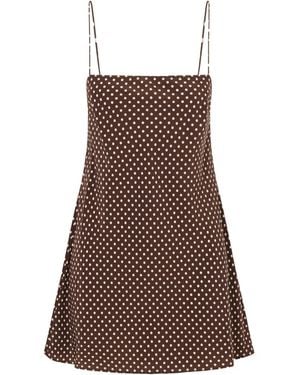 Matteau Polka-Dot Silk-Crepe De Chine Mini Dress - Brown