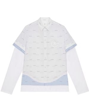 Givenchy All-Over Logo Printed Double-Layered Shirt - White