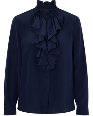 Nili Lotan Ruffled Silk-Satin Blouse - Blue