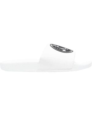 Versace Jeans Couture Logo-Print Flat Slides - White