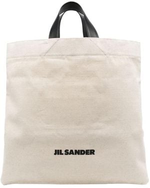 Jil Sander Canvas And Leather Tote Bag - Natural