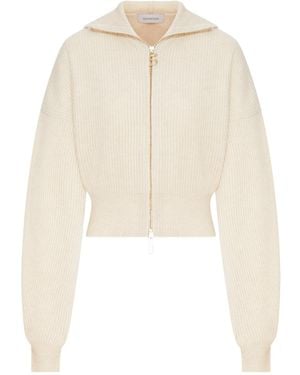 Sportmax Zip-Up Ribbed-Knit Cardigan - White