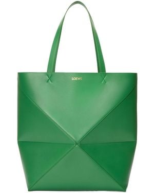 Loewe Puzzle Fold Large Tote Bag - Green