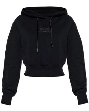 Versace Jeans Couture Couture Logo Patch Drawstring Cropped Hoodie - Blue
