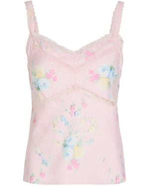 LoveShackFancy Floral Print Tank Top - Pink