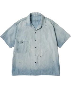 A.PRESSE Retro-Style Short-Sleeve Shirt - Blue
