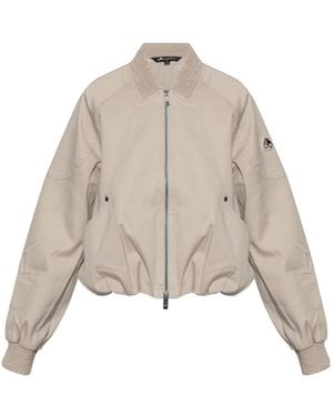 Moose Knuckles Logo Patch Zipped Bomber Jacket - Natural