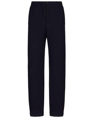 Emporio Armani Knit Tapered Trousers - Blue