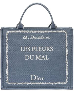 Dior Medium Book Tote With Strap - Blue