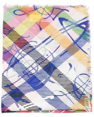 Vivienne Westwood Multi-Check Tartan Scarf - White