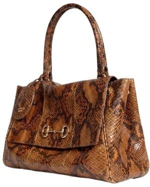 Gucci Paparazzo Python Medium Top Handle Bag - Brown