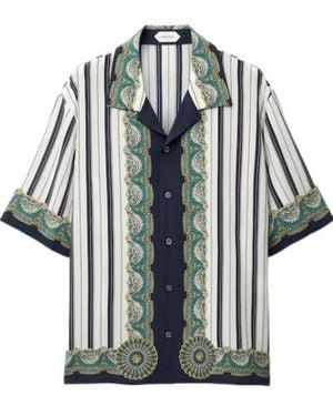 Versace Printed Crêpe De Chine Silk Shirt - Blue