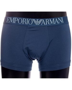 Emporio Armani Logo Waist-Edge Boxers - Blue