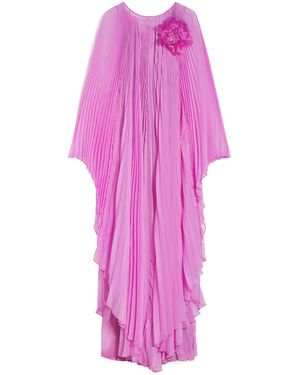 Max Mara Pleated Chiffon Maxi Dress - Pink