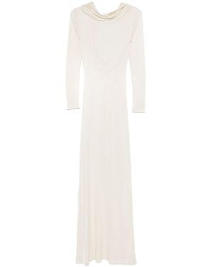 AYA MUSE Fine-Knit Ultra-Long Dress - White