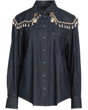 Dolce & Gabbana Darktoned Stretch Denim Jacke - Blue