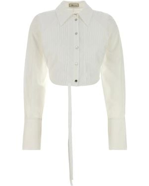 Blumarine Cropped Poplin Shirt - White