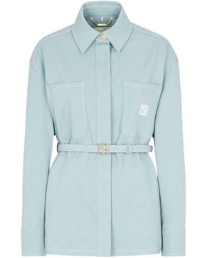 Fendi Belted Collared Jacket - Blue