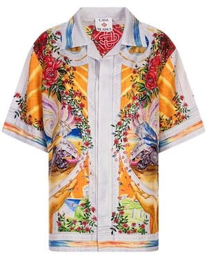 CASABLANCA La Tornade De Rose Short Sleeved Satin Shirt - Orange