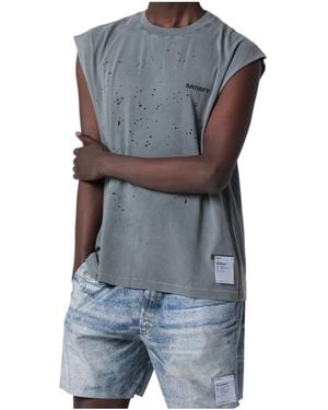Satisfy Mothtech Distressed Muscle T-Shirt - Blue