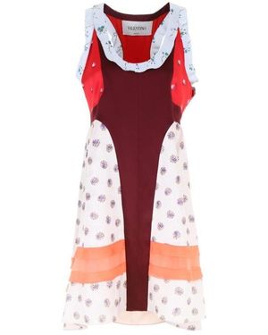 Valentino Color-Blocking Sleeveless Dress - Red