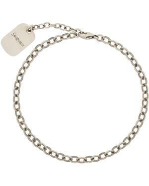 Saint Laurent Ribbed Chain Bracelet - Metallic