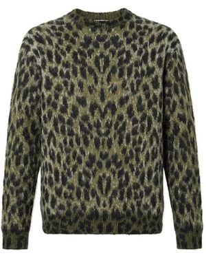 Laneus Leopard-Pattern Jumper - Green