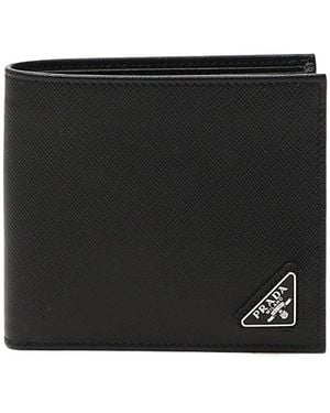 Prada Triangle Logo Bifold Wallet - Black
