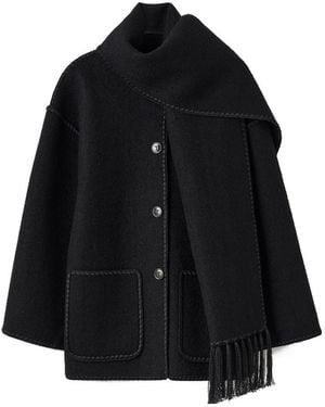 TOTEME Totême Dropped-Shoulder Fringed-Edge Scarf Jacket - Black