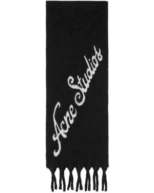 Acne Studios Logo-Detail Fringe Scarf - Black