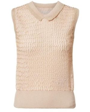 Maison Margiela Ribbed-Knit Sweater Vest - Natural