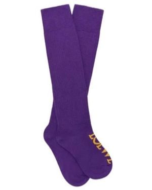 Loewe Ribbed Logo Knee-High Socks - Purple