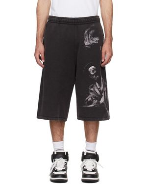 Off-White c/o Virgil Abloh Graphic Printed High Waist Shorts - Black
