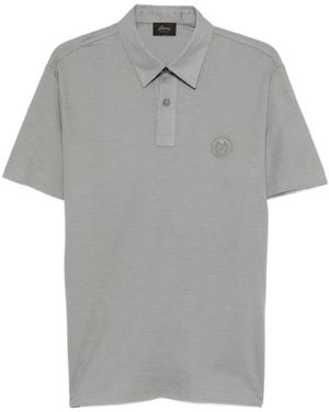 Brioni Logo-Embroidered Polo Shirt - Grey