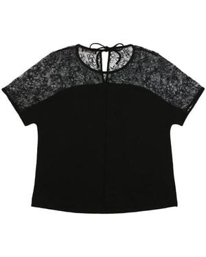 Max Mara Round Collar Tie T-Shirt - Black