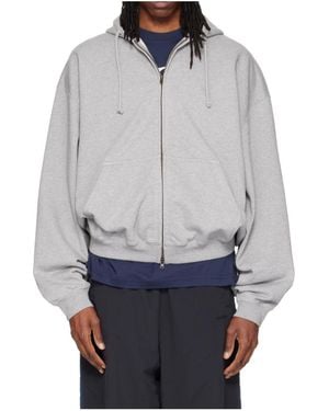 Vetements Embroidered Zip-Up Hoodie - Grey