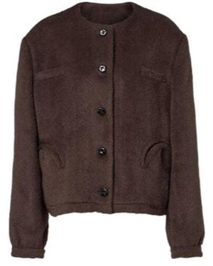 Blazé Milano Gliss Chevron Alpaca And Wool Jacket - Brown