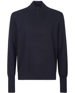 Ballantyne Half-Zip Cashmere Polo Shirt - Blue