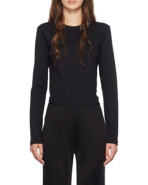 Helmut Lang Round Collar And Long-Sleeved T-Shirt - Black