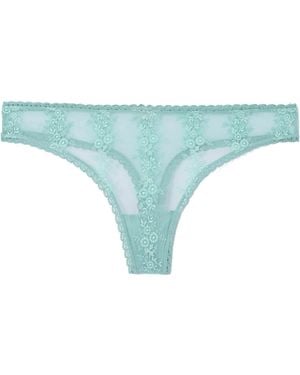 Eres Floral Embroidered Thong - Blue