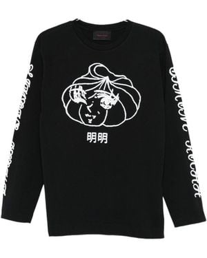Simone Rocha Printed Long-Sleeved T-Shirt - Black
