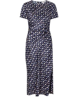 STAUD Printed Short-Sleeve Midi Dress - Blue