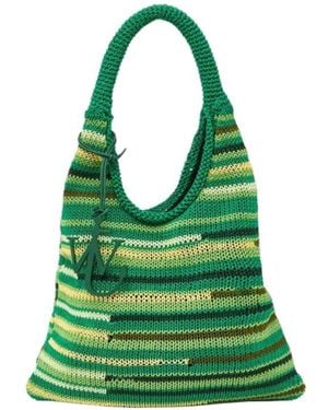 JW Anderson Jw Anderson Striped Knitted Hobo Bag - Green