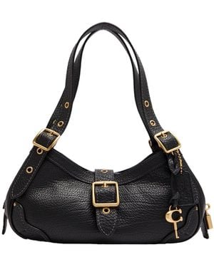 COACH Small Pebbled Leather Shoulder Bag - Black