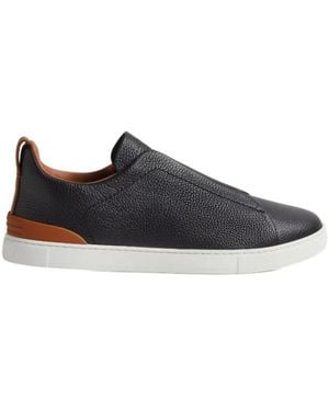 ZEGNA Covered Elastic Slip-On Sneakers - Black